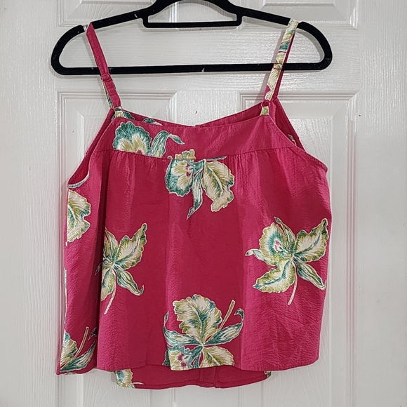 Faherty Pink Floral Tropical Sleeveless Tank Top - Size M - Organic Cotton Blend - Picture 7 of 7